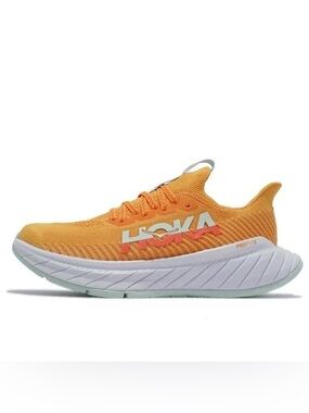 Hoka Men’s Orange Knit Running Shoe with White Midsole